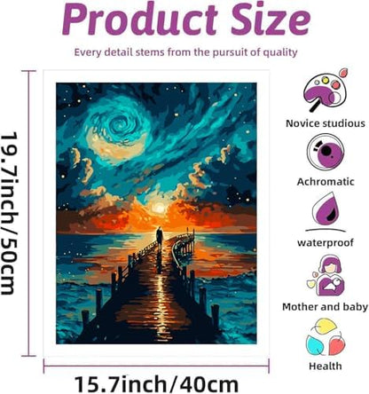 DYAIANGMU Scenery Paint by Numbers Kit for Adults Beginners 19.6X15.7inch - Image 2