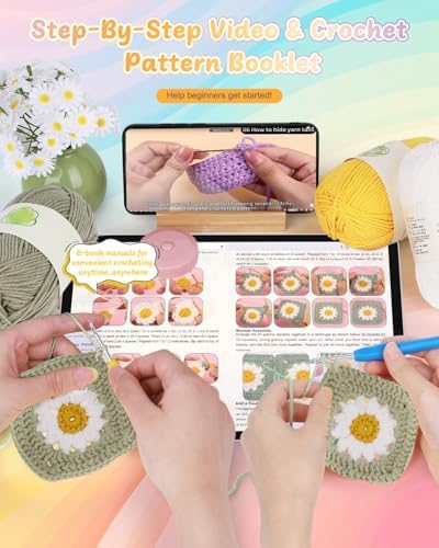 Coopay Crochet Kit for Beginners, Granny Square Crochet Blanket Kit, Camel - Image 3