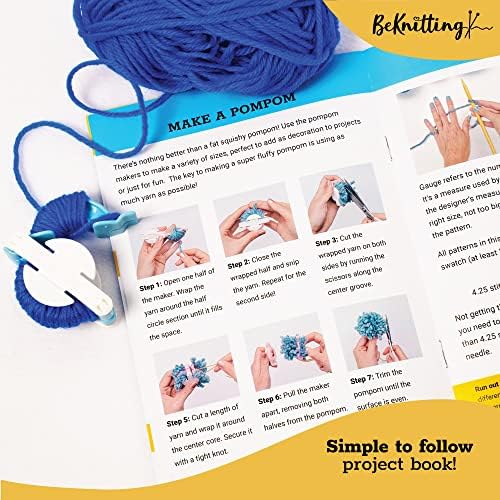 BeKnitting Knitting Kit for Beginners Adults & Kids - Learn to Knit - Yarn, Pompom Makers, Needles & Other Supplies | Holiday Gifts, Gift-Ready Box - Image 5