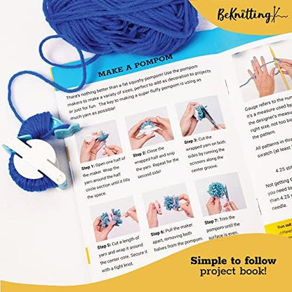 BeKnitting Knitting Kit for Beginners Adults & Kids - Learn to Knit - Yarn, Pompom Makers, Needles & Other Supplies | Holiday Gifts, Gift-Ready Box - Image 5