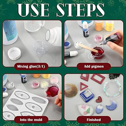 Patelai 4 Pcs Resin Earring Molds for Jewelry Making Kit, Snowflake Oval - Image 5