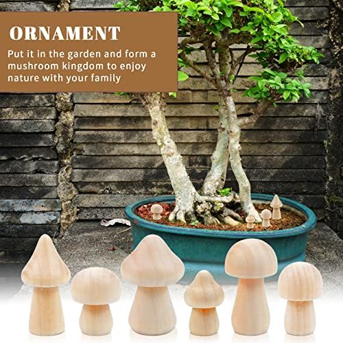 36 Pieces Unfinished Wooden Mushrooms 6 Size Natural Plain Unpainted Wooden Mini Mushroom Figurines for DIY Art Crafts Projects DIY Paint Color Home Desk Bookshelves Ornaments - Image 6