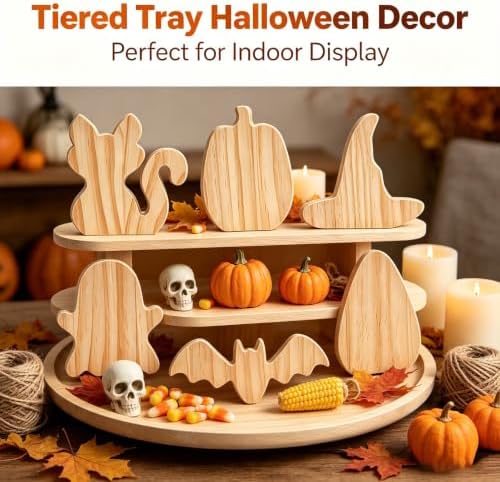 Halloween Wooden Painting Kit, 6 DIY Paintable Wood Cutouts Ornaments - Image 3