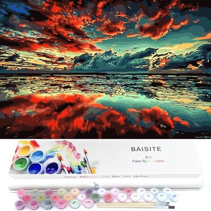 BAISITE Paint by Numbers Kit for Adults,16" Lx20 W Canvas for Painting Kits for Adults in Colorful Box-Breathtaking Colorful Scenery 8481 by PaintbyNumbersKitsforAdults