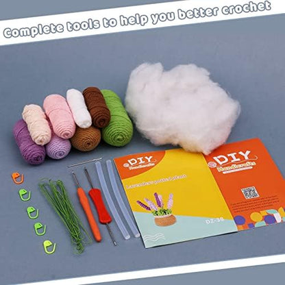 kgxulr Crochet Kit, Crochet Kit for Beginners Flowers, Purple Lavender - Image 4