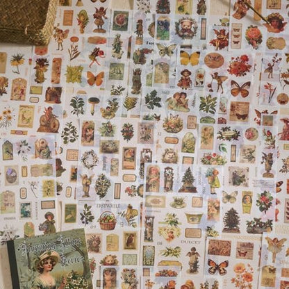 550+ Aesthetic Scrapbook Stickers, Vintage Stickers for journaling Butterfly Plant Flower Nature Washi Sticker Book for Adults, Junk Journal Supplies for DIY Art Collage Album Scrapbooking Planner - Image 3