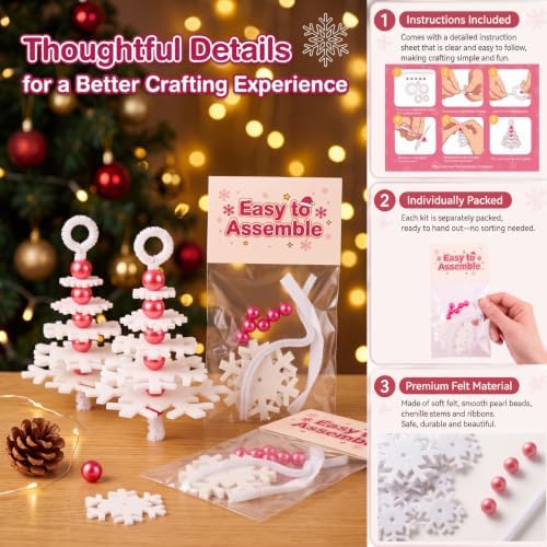 Buryeah 50 Sets White Snowflake Layered Christmas Tree Ornament Craft Kit - Image 3