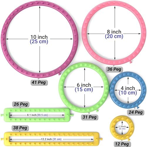 READAEER Knitting Loom Kit with Pompom Maker, Round Knitting Loom for Hat, Rectangular for Blanket Scarf Shawl, Knitting Loom Kit for Beginner - Image 2