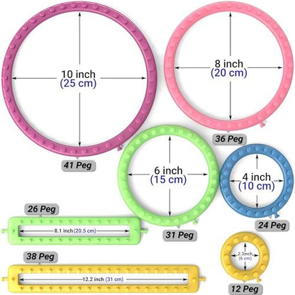 READAEER Knitting Loom Kit with Pompom Maker, Round Knitting Loom for Hat, Rectangular for Blanket Scarf Shawl, Knitting Loom Kit for Beginner - Image 2
