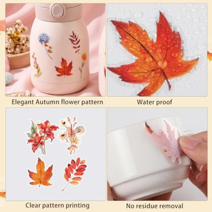 80 Pcs Fall Stickers Natural Autumn Flower Sticker for Scrapbook Supplies - Image 4