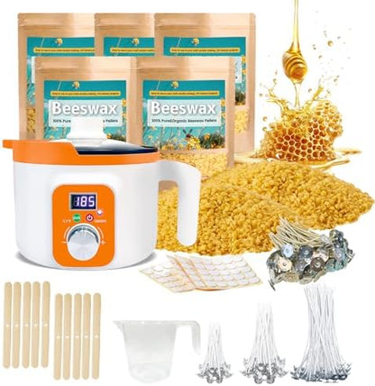 Ksedcon Beeswax for Candle Making Kit, 5lb Beeswax to Make Candles Include Bees Wax with Digital Wax Melter, Candle Wicks, Stickers, Candle Making Kit for Adults by WaxMelterforcandlemaking