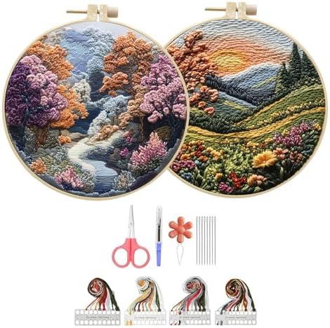 Hzkokon 2 Pack Embroidery Kit for Beginners Adults Cross Stitch Kits Hand Embroidery Kit Includes Stamped Flower Pattern, Hoop, Color Threads,Tools & Follow Instruction by Unknown