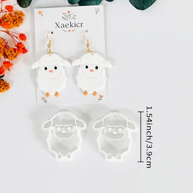 Xaekicr Cute Sheep Polymer Clay Cutters Set – Animal Clay Earring Cutters for Polymer Clay Jewelry Making – Clay Tools & Molds for DIY Crafts