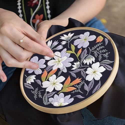 Santune 3 Pack Embroidery Kit for Beginners, Needlepoint Cross Stitch Kits for Adults,Needle Point Sets with Stamped Petal Pattern Stitch Video Tutorial - Image 7