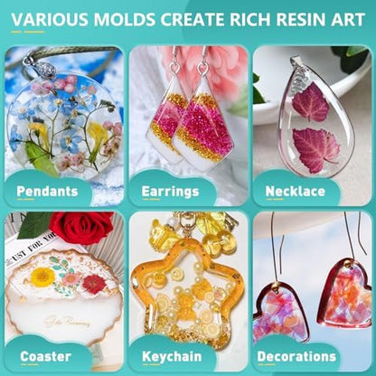 Teexpert Epoxy Resin Kit with Molds – Jewelry Making Kit with Keychain, Coaster & Earring Molds, Complete DIY Resin Kit for Beginners & Adults, Starter Set for Craft and Casting - Image 3