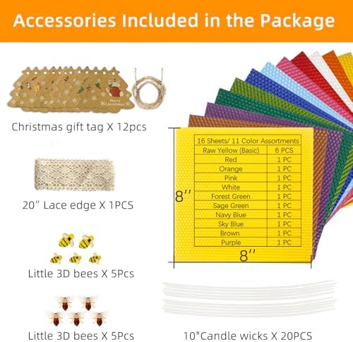 Lacaser Beeswax Sheets for Candle Making, Full Candle Making 50 Pcs Kit - Image 2
