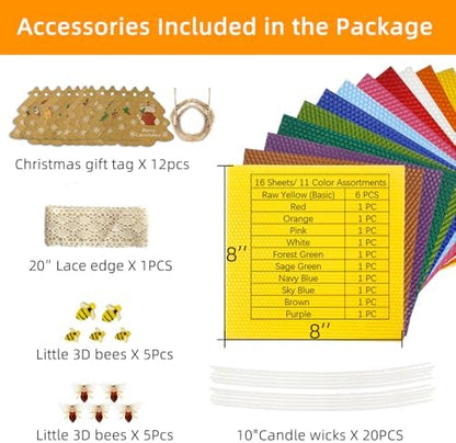 Lacaser Beeswax Sheets for Candle Making, Full Candle Making 50 Pcs Kit - Image 2