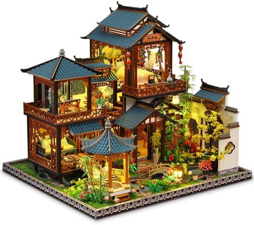 DIY Miniature Dollhouse Kit, Mini House Making Kit with Light by Weservehomeforbetterlife