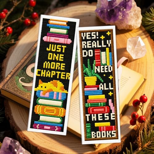 ACRNIGHEET 6PCS Cross Stitch Bookmark Kit for Beginner Stamped Cross Stitch Kits for Adults Bookshelves DIY Tassel Embroidery Bookmark Kits Needlepoint Kit with Instructions Craft Gift 8.5''x3'' 11CT - Image 5
