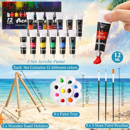 Cholemy 36 Pcs Paint and Sip Kit Gift for Adults 8''x10'',Seaside Scenery - Image 4