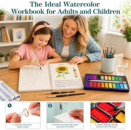 Watercolor Workbook for Beginner, Geirvte 14 Guided Flower Painting Project - Image 3