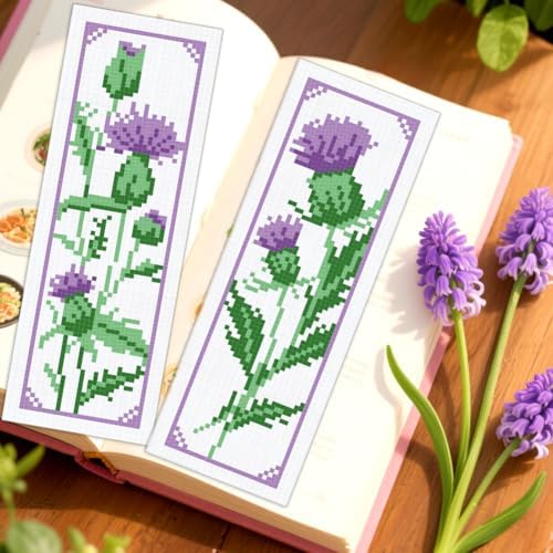 ORIGACH 6 Set Cirsium Cross Stitch Bookmark Kit for Beginner - Image 5