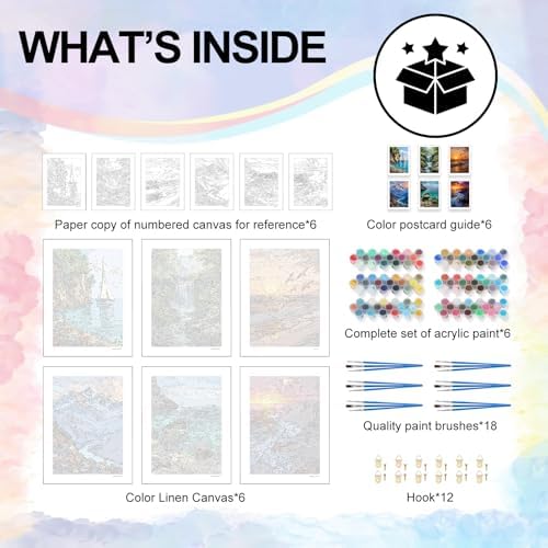 6 Pack Paint by Numbers Kit for Adults Beginner Landscape, 10x14 Inch - Image 4