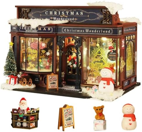 DIY Miniature Dollhouse Kit, Wooden Dollhouse Kit Miniature House Kit with LED Light,Creative Room Idea for Adults Christmas Doll House DIY Kit by CHOOYIH