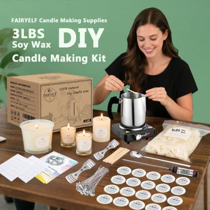FAIRYELF 3lbs Soy Wax Candle Making Kit for Adults, DIY Craft Supplies Set - Image 5
