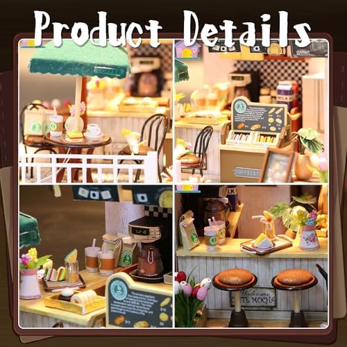 Flever Dollhouse Miniature DIY House Kit Creative Room with Furniture for Romantic Valentine's Gift (Time Cafe) - Image 4