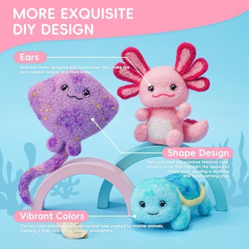Gipony Needle Felting Kit, 6 PCS Animal Needle Felting Beginner Kits, Wool Felt Needle Felting Tools Foam Pad, Craft Party Supplies for Beginners Adult - Image 7