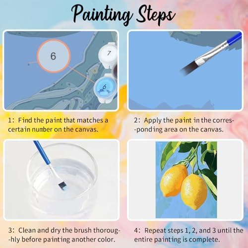 WEBEEDY Lemon Large Paint by Numbers Kit for Adults Beginners, 40x50cm/16x20'' Painting and Sip Kit Complete Fruits Paint by Number Canvas Painting Set for Home Wall Decor Wall Art Creative Gifts - Image 6