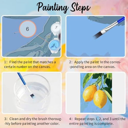 WEBEEDY Lemon Large Paint by Numbers Kit for Adults Beginners, 40x50cm/16x20'' Painting and Sip Kit Complete Fruits Paint by Number Canvas Painting Set for Home Wall Decor Wall Art Creative Gifts - Image 6