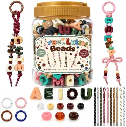 Kasmena 421Pcs Chunky Large Letter Beads DIY Keychain & Bracelet Making Kit by Kasmena