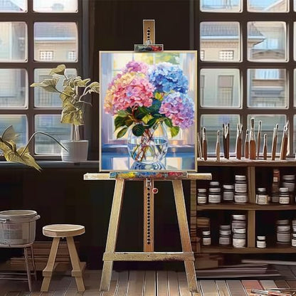 Natuyalo Paint by Numbers Kit for Adults Beginners and Kids, 16" Wx20 L Canvas Pictures Drawing Acrylic Paintwork with 3 Pcs Paintbrushes, Colorful Flowers in Vase - Image 4