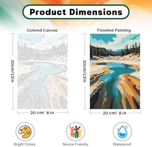 National Park Paint by Numbers Kit for Adults Beginner with Frame, Easy Landscape Adult Paint by Number Kits on Canvas, DIY Acrylic Number Painting for Adults for Home Decor for Gift 8x12 Inch - Image 3