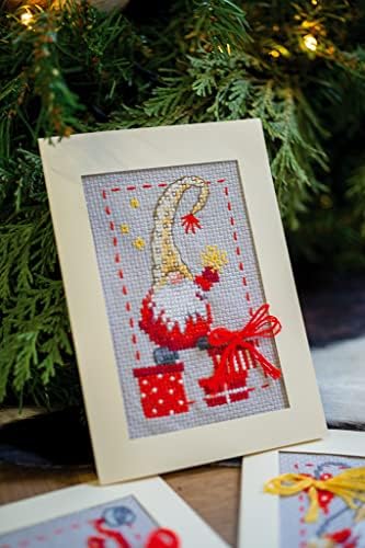 Vervaco Counted Cross Stitch Greeting Card Kit 4.2"X6" 3/Pk-Christmas Gnomes on Aida (14 Count) -V0185078 - Image 3