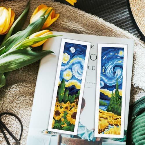 ORIGACH 6 Set Swirling Night Sky Cross Stitch Bookmark Kit for Beginner - Image 5