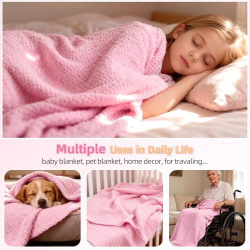 Aeelike Crochet Blanket Kit for Beginners, Easy Soft Crochet Kit, Pink - Image 5