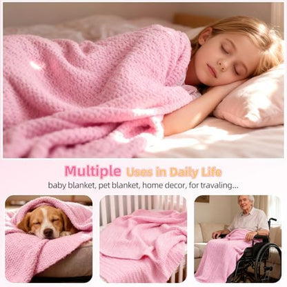 Aeelike Crochet Blanket Kit for Beginners, Easy Soft Crochet Kit, Pink - Image 5