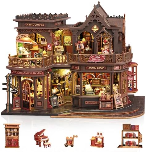 2026 New Dollhouse Kit, DIY Miniature House Kit w/LED for Adults, Bookstore by MakingLifeFunforCool