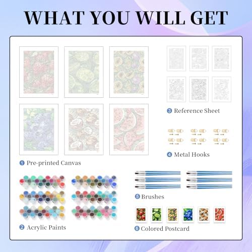 Okarina 6 Pack Paint by Numbers Kit for Adults & Beginners, Fruit Designs - Image 5