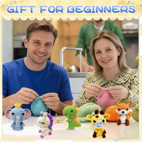 OLHKYN 6Pcs Crochet Kit for Beginners, 2026 DIY Craft for Adults, Great Gift for Crochet Lovers, Crocheting Animal Kits with Step by Step Videos,Yarn,Crochet Hook,Birthday Holiday Gift - Image 4