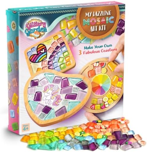 Glittery Garden Mosaic Craft Kit to Decorate Coaster with Glass Tiles by GlitteryGarden
