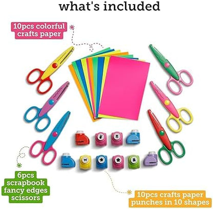 Craft Scissors Set – 26 Pcs, Paper Hole Punch & Decorative Cutting Edges - Image 2