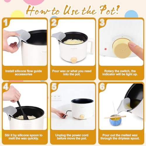 AOTOIE Wax Melter for Candle Making, Wax Melters Pot with Silicone Pouring Spout, DIY Candle Making Kit Included Centering Device, Stirring Spoon, Wicks, Wick Stickers,Wax Melter Supplies - Image 3