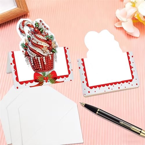 6 pack 3D Christmas Diamond Painting Greeting Cards Kit,Cup Diamond Art Birthday Cards with Envelopes,DIY Thank You Card Making Craft for Adults,Handmade Greeting Card Supplies Gift Idea (Christmas cup) - Image 6