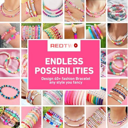 Redtwo 5100 Clay Beads Bracelet Making Kit, Flat Preppy Beads for Friendship Jewelry Making,Polymer Heishi Beads with Charms Gifts for Teen Girls Crafts for Girls Ages 8-12 - Image 5
