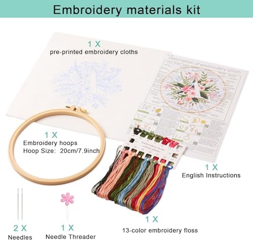 Harimau Letter A Pattern Embroidery Kit for Adult Beginners, Complete Starter Pack with 1 Hoop, Needles, Instruction Guide & Embroidery Stitch Video Tutorials - Image 2