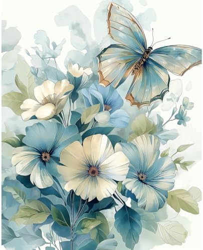 Natuyalo Paint by Numbers for Adults Beginners Paint by Number Kit Butterfly, DIY Acrylic Paint by Numbers Kits Flowers Colorful Paintworks Artwork for Adults Beginner, 16x20 Inch by Natuyalo